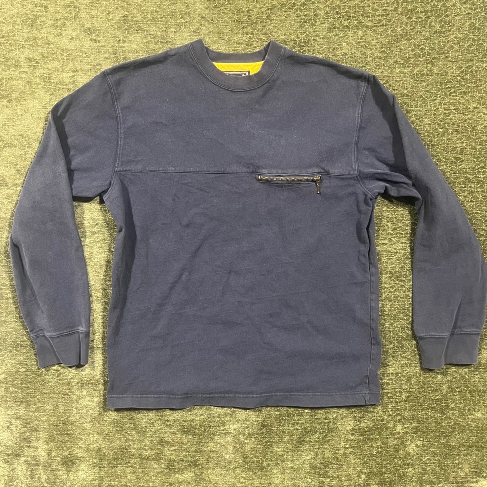 Abercrombie & Fitch Long Sleeve Shirt Mens Large Navy Blue Vintage Zipper Pocket
